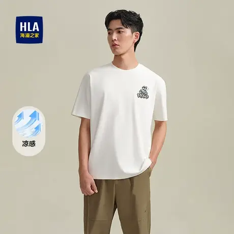 HLA/海澜之家舒适圆领凉感短袖T恤25夏季新款透气卡通趣味上衣男商品大图
