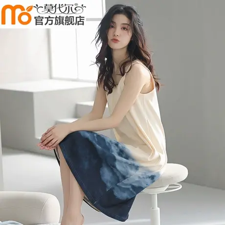 吊带睡裙女夏季纯棉无袖中长款连衣裙休闲睡衣女士家居服2024新款商品大图