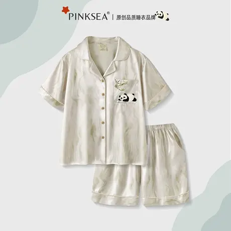 Pinksea冰丝睡衣女款夏天短袖短裤2025新款夏季女士家居服套装商品大图