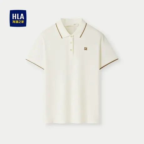 HLA/海澜之家翻领短袖POLO衫25春夏新款珠地透气优雅休闲上衣女装商品大图