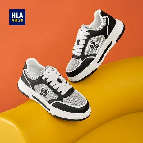 HLA/海澜之家男鞋新款夏季设计感潮酷拼接發财板鞋增高百搭休闲鞋商品大图