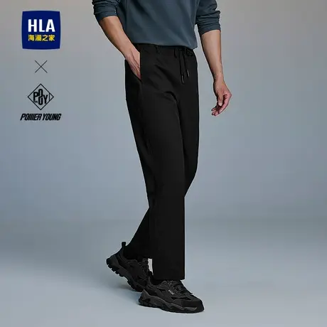 HLA/海澜之家POWER YOUNG休闲裤25春秋新抽绳系带窄脚弯刀裤子男商品大图