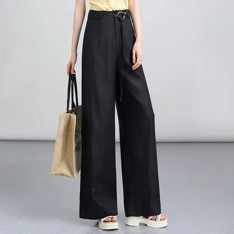 时尚阔腿裤女2025夏季新款高腰垂感宽松休闲裤直筒裤气质显瘦长裤图片