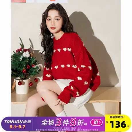 唐狮2024新款毛衣女秋冬今年流行爆款设计感小众圆领软糯上衣潮商品大图