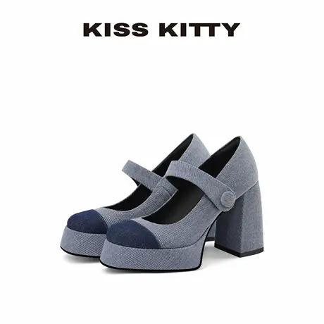 【呼呼专享】KISSKITTY牛仔布玛丽珍鞋小众拼接单鞋女25新款复古商品大图