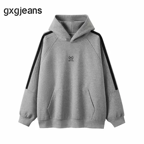 gxg.jeans男装  灰色肩部条纹设计宽松连帽卫衣男士 25年冬新品图片