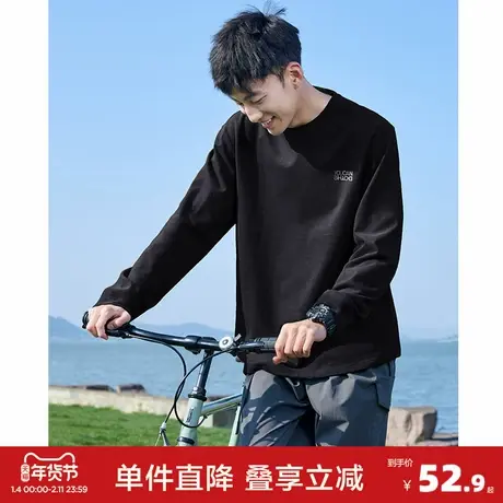 唐狮秋季新款长袖T恤男印花圆领上衣小细节宽松内搭打底衫潮t商品大图