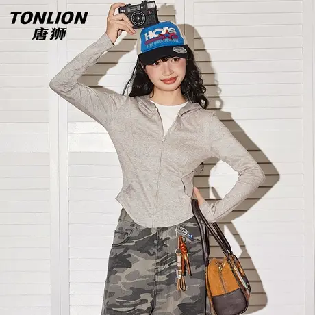 唐狮官方修身外套女2026新款春季显瘦开衫帽衫运动瑜伽服短上衣VC图片