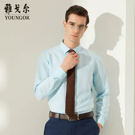 【商场同款】雅戈尔衬衫秋季商务休闲高档汉麻透气蓝色衬衣3127商品大图