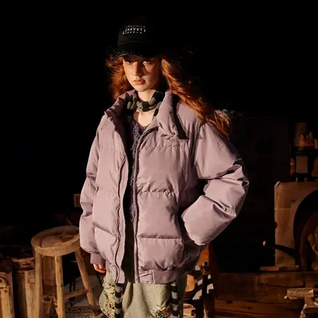 纯色保暖立领棉服女冬季加厚外套2023新款潮牌面包服复古宽松棉衣图片