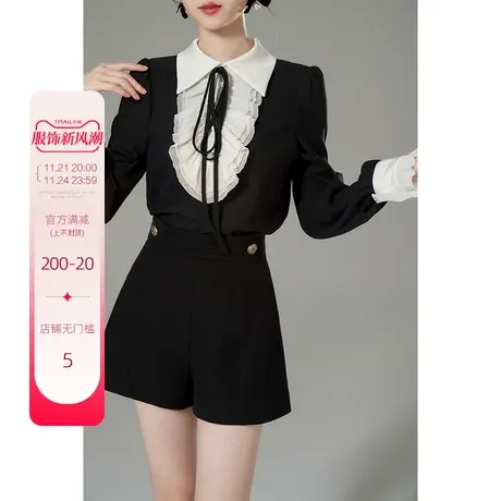 韩语琳黑色高腰短裤女2025新款夏季外穿高级感百搭显瘦裤子休闲裤图片