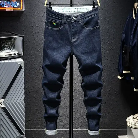 高端牛仔裤男春秋款2021年新款修身小脚男裤弹力长裤子男百搭显瘦商品大图