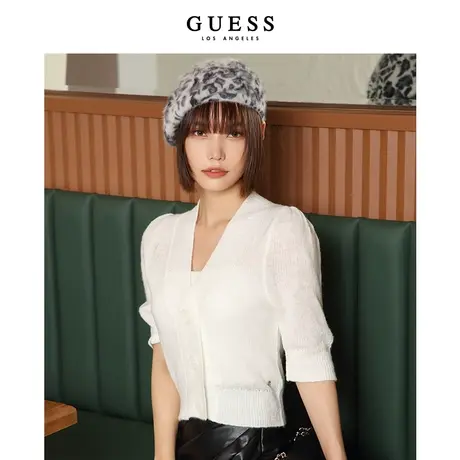 GUESS-女士薄款气质领显瘦舒适含羊毛开衫针织毛衣上外套商品大图