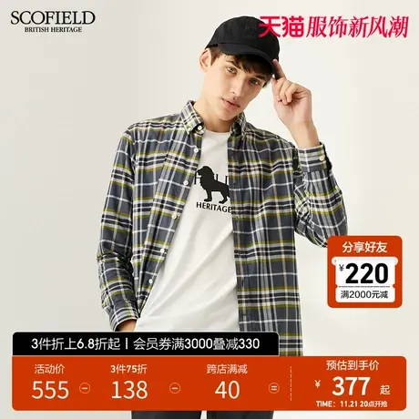 SCOFIELD 男衬衫秋新经典格纹休闲长袖衫棉质衬衣男外套潮流商品大图