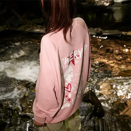 YEP美式复古蝴蝶印花卫衣女春秋2024年新款宽松oversize潮牌上衣图片