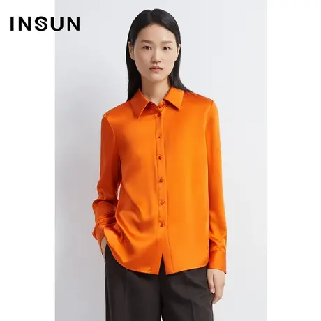 INSUN恩裳冬季百搭光泽真丝衬衫图片