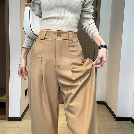 阔腿西装裤女2023春季新款高腰垂感直筒宽松显瘦百搭休闲拖地长裤图片
