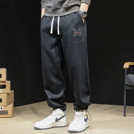 秋季运动裤子男士宽松哈伦男裤潮牌大码秋冬抽绳休闲裤男直筒卫裤商品大图