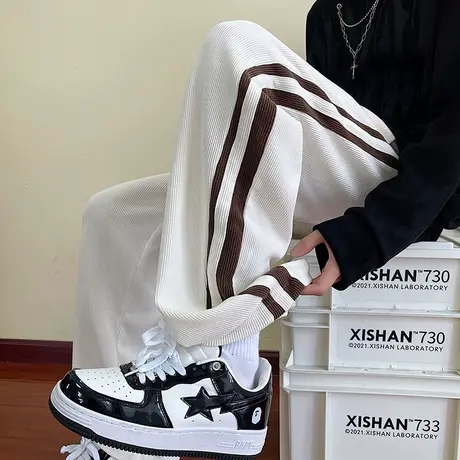 灯芯绒裤子男生款春秋直筒美式高街vibe潮牌潮流百搭休闲阔腿长裤商品大图