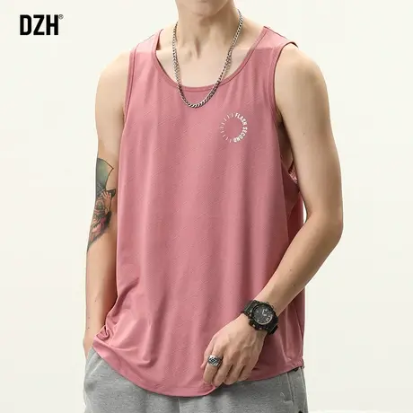 男生粉色运动背心男夏季潮牌男款无袖坎肩t恤百搭篮球训练服上衣商品大图