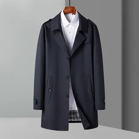 2022春秋季男士中长款风衣潮流时尚中青年大衣商务百搭英伦风外套图片