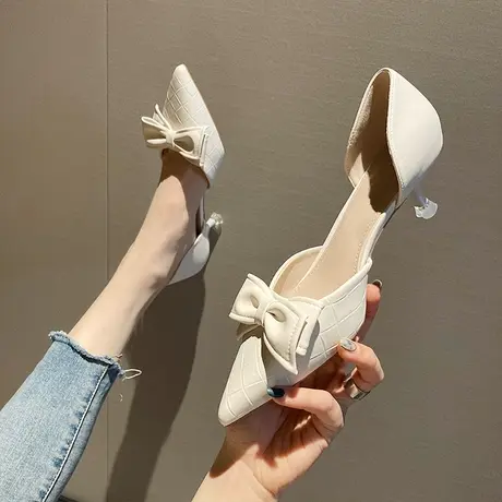 高跟鞋女细跟2024夏季新款法式性感气质尖头中空单鞋时尚包头凉鞋图片