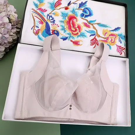 美容院调整型内衣夏季薄款乳胶大胸显小胸罩矫正收副乳防下垂文胸商品大图
