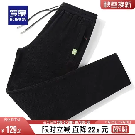 罗蒙男士加厚保暖休闲裤2023冬季新款时尚松紧腰宽松直筒百搭长裤图片
