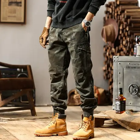 裤子男款时尚潮流迷彩工装裤户外多口袋宽松男裤子休闲裤休闲男装商品大图