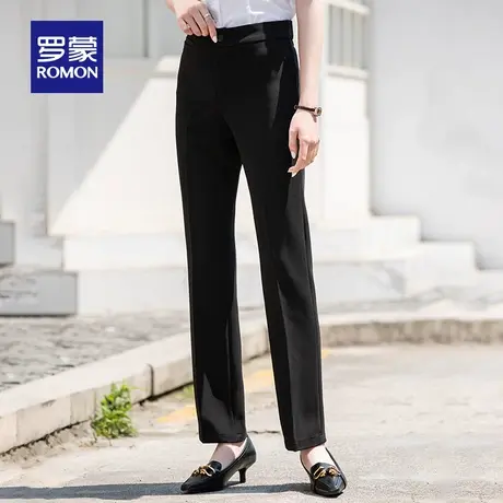 罗蒙女士西裤2024春季黑色职业装西服裤子百搭直筒正装裤修身长裤商品大图