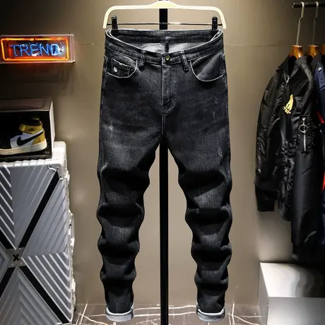 夏季男士牛仔裤春夏款潮流韩版百搭宽松直筒潮牌高端长裤子男百搭图片