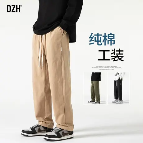 男士卡其色工装裤子男春秋款2024年新款直筒休闲裤美式长裤伐木裤商品大图