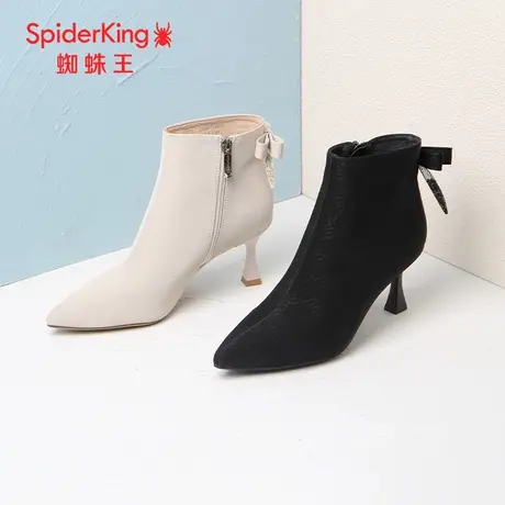 SPIDER KING/蜘蛛王女皮靴2023秋商场新款短筒时装靴都市单里细跟图片