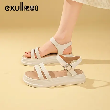 依思q凉鞋女款夏季2024新款松糕厚底网红爆款配裙子平底鞋子女夏商品大图