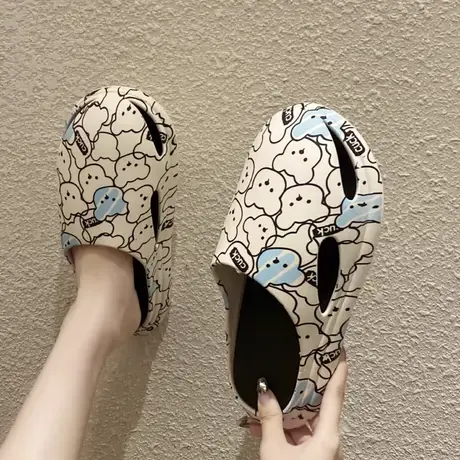 包头半拖鞋女时尚夏季外穿2024新款厚底防滑踩屎感凉拖鞋可爱百搭商品大图