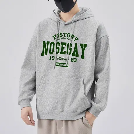 男装美式高街字母印花连帽卫衣外套春秋款男生高端重磅长袖上衣服商品大图