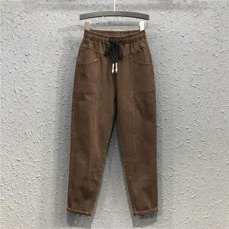 高腰萝卜裤春夏新款欧洲站休闲松紧腰宽松小脚哈伦长裤个性垮裤女图片