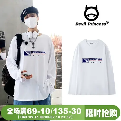 国潮港风BF风长袖T恤男女同款ins潮牌宽松vibe风薄款百搭外穿上衣图片