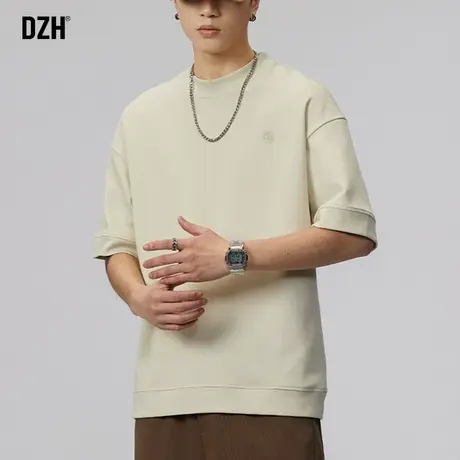 男士美式重磅纯色t恤男夏季宽松休闲简约潮流短袖男款半袖打底衫商品大图