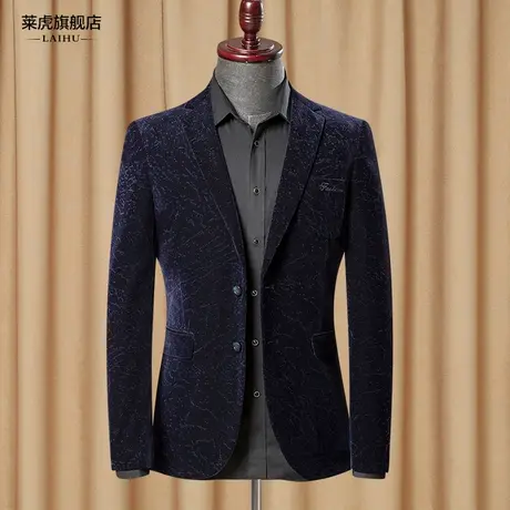 秋季新品休闲西装男士灯芯绒外套韩版商务小西服男修身金丝绒上衣商品大图