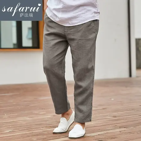 亚麻裤子九分裤男宽松哈伦裤男士休闲裤夏季薄款运动裤棉麻男裤商品大图