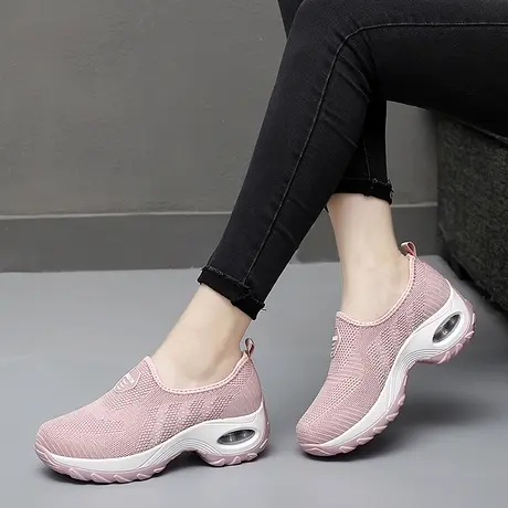 2023春夏新款高跟厚底休闲鞋子一脚蹬老北京布鞋女软底妈妈运动鞋商品大图