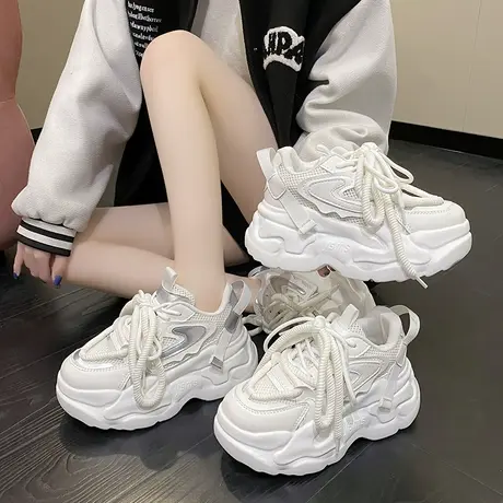 厚底老爹鞋女款春季小白鞋子女鞋2024新款百搭爆款增高运动休闲鞋图片