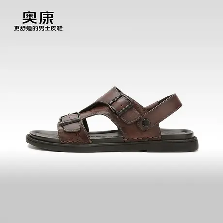 【门店发货】奥康男鞋夏季新款真皮舒适运动沙滩鞋男休闲凉鞋图片