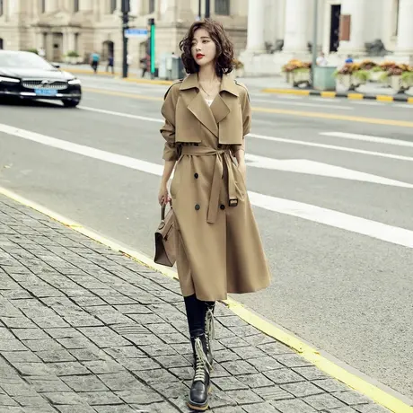 秋装高订新款韩版长袖风衣外套女春秋中长款百搭大衣潮流女装图片