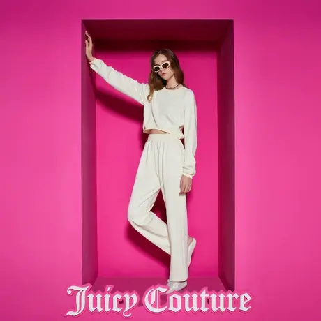 Juicy Couture橘滋23新款华夫格皇冠刺绣女休闲裤商品大图
