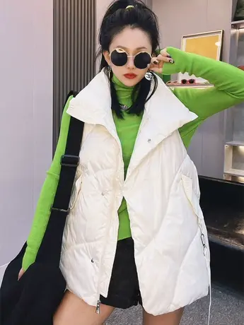 秋冬新款羽绒棉马甲女装宽松外搭显瘦保暖背心坎肩棉背心外套上衣商品大图