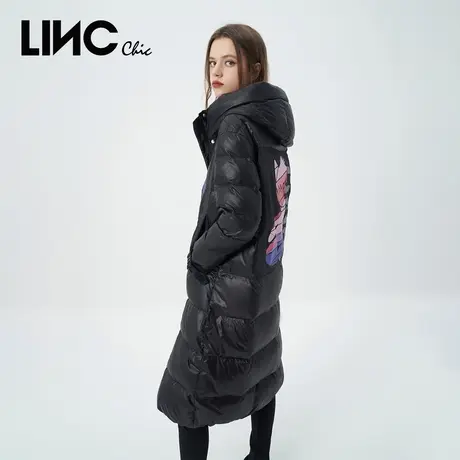 LINC金羽杰羽绒服女2023年冬新款撞色长款反季专柜断码女款面包服商品大图