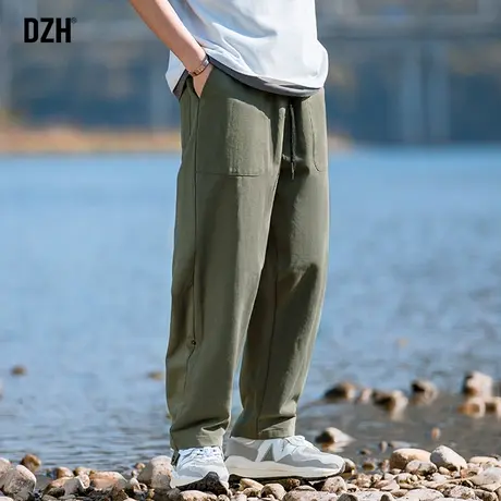 男士军绿色户外工装裤男宽松直筒秋季休闲裤男裤2023新款潮流裤子商品大图
