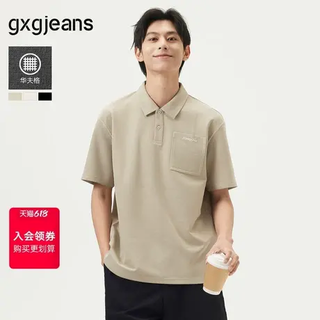 gxg.jeans男装 多色华夫格明线商务翻领短袖t恤polo衫 25年夏新品图片